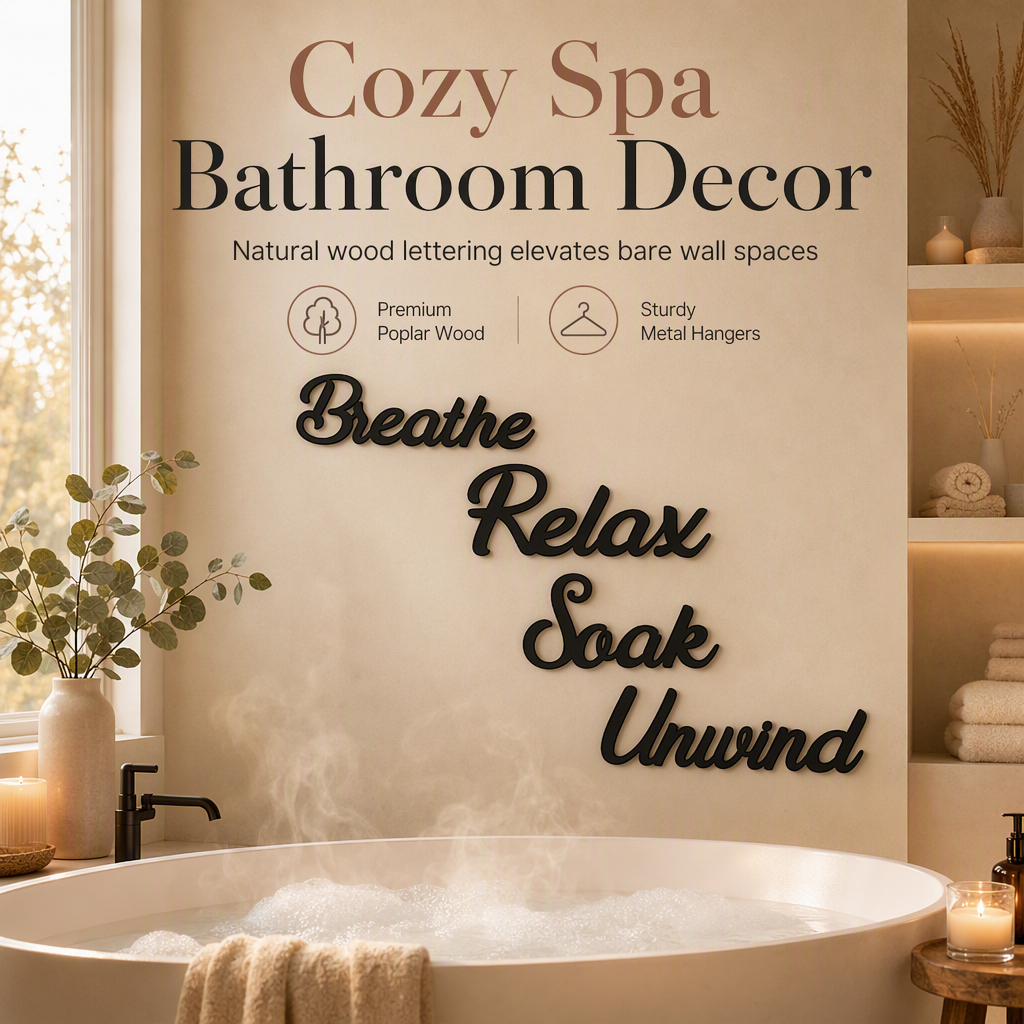 4 Piece Farmhouse Bathroom Wall Decor Set